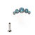 PIERCING HASTE 8MM CLUSTER 5 ZIRCONIAS CRISTAL AZUL TITÂNIO