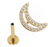 PIERCING HASTE 8MM LUA VAZADA CRAVEJADA CRISTAL TITANIO PVD GOLD