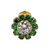 PIERCING HASTE 8MM FLOR DE ZIRCONIA CRISTAL E PEQUENAS VERDES TITANIO PVD GOLD