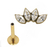 PIERCING HASTE 8MM CLUSTER 4 NAVETES ZIRCONIA TITANIO PVD GOLD