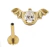 PIERCING HASTE 8MM MORCEGO COM GOTA EM ZIRCONIA CRISTAL NO CENTRO TITANIO PVD GOLD