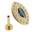 PIERCING HASTE 8MM NAVETE AZUL CRAVEJADO CRISTAL TITANIO PVD GOLD