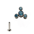 PIERCING HASTE 8MM COM 3 ZIRCONIAS REDONDAS AZUL TITANIO