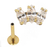 PIERCING HASTE 8MM 3 NAVETE CRISTAL TITANIO PVD GOLD