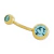 PIERCING UMBIGO 10MM PEDRA AZUL CLARO 8MM/5MM AÇO 316L PVD GOLD