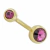 PIERCING UMBIGO 10MM PEDRA ROXO 6MM/4MM AÇO 316L PVD GOLD