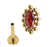 PIERCING HASTE 8MM NAVETE VERMELHA COM BOLINHA TITANIO PVD GOLD