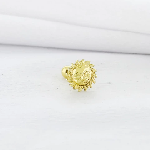 PIERCING HASTE 8MM SOL PRATA925 OURO24K