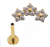 PIERCING HASTE 8MM CLUSTER TRES FLORES CRAVEJADA TITANIO PVD GOLD