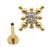 PIERCING HASTE 8MM ZIRCONIA CRISTAL MENOR BOLINHA AO REDOR TITANIO PVD GOLD