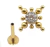 PIERCING HASTE 8MM ZIRCONIA CRISTAL MENOR BOLINHA AO REDOR TITANIO PVD GOLD
