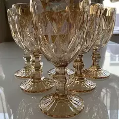CONJUNTO COM 6 TACAS VIDRO DIAMANTE GOLDEN 300ML - loja online