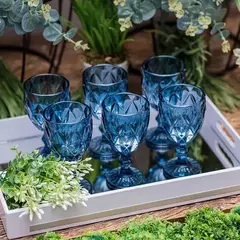 CONJUNTO COM 6 TAÇAS VIDRO DIAMANTE BLUE 300ML na internet