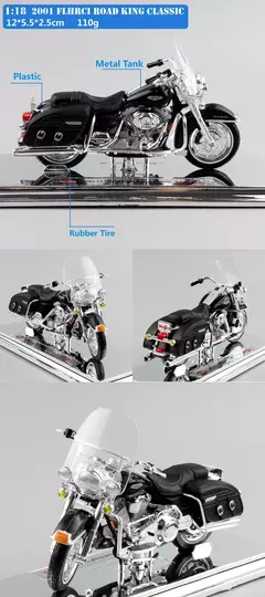Maiisto Harley Road King Motocicleta, Road King, Dyna Street Bob CVO, Road Glide, VRSCR Rod, XR1200X, Brinquedos da bicicleta, 1:18, Modelo K, XR750, Breakout - GTM Custom - A Loja Oficial do Motoclube Gentlemen