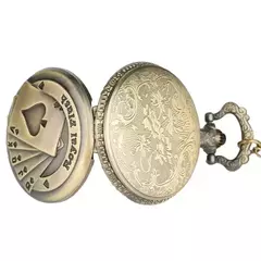 Relogio de bolso - Vintage Bronze Poker Quartz Pocket Watch - GTM Custom - A Loja Oficial do Motoclube Gentlemen