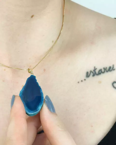 Pingente Chapa de Ágata Verde Frio Pequeno com Pino Banho Ouro