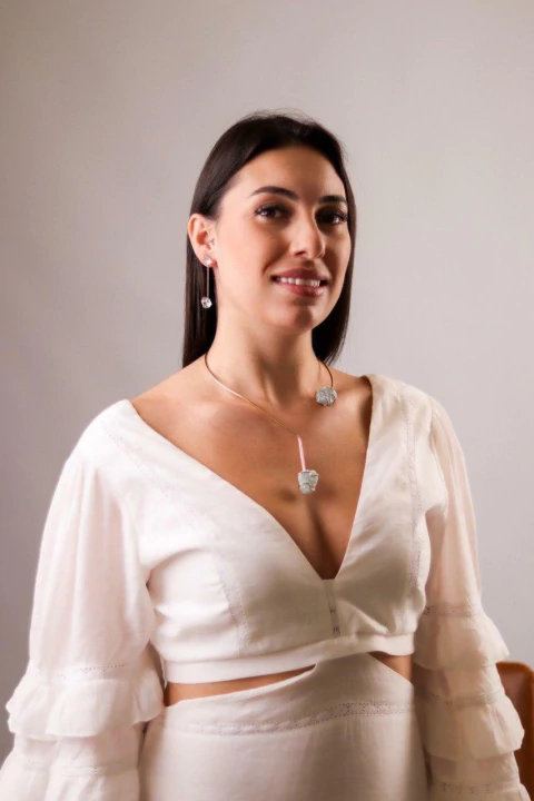 Choker Pedra Natural Água Marinha Abraço Banho Ouro