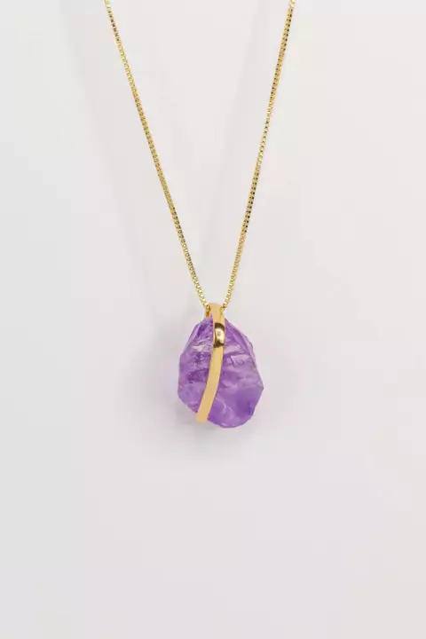 Colar Longo Ametista Abraço Banho Ouro - comprar online