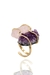 Anel Drusa Ametista com Quartzo Rosa Banho Ouro