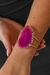 Bracelete Chapa de Ágata Rosa Banho Prata