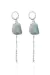 Brinco Argola Pedra Natural Água Marinha com Corrente Diamantada Banho Prata