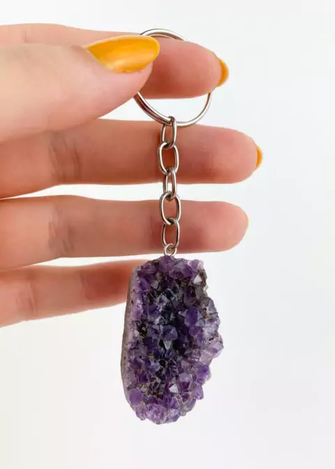 Chaveiro Drusa Ametista prateado