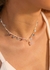 Choker Coração Quartzo Rosa Medalhas Banho Prata