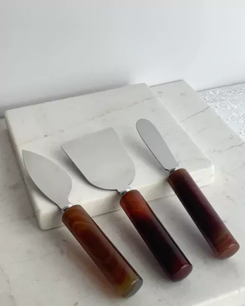 Conjunto Para Queijos Ágata Vermelha