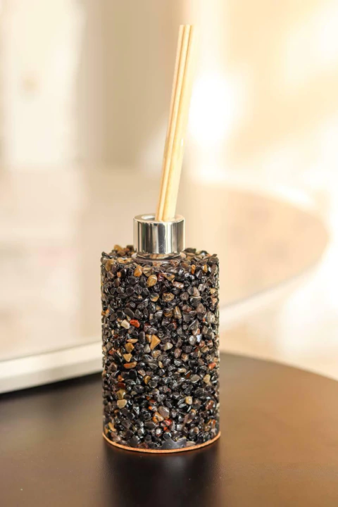 Difusor Ônix Preto Cascalho Banho Prata