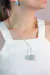 Choker Pedra Natural Água Marinha Essência Banho Prata - comprar online