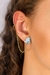 Brinco Piercing Fake Água Marinha Banhado Ouro