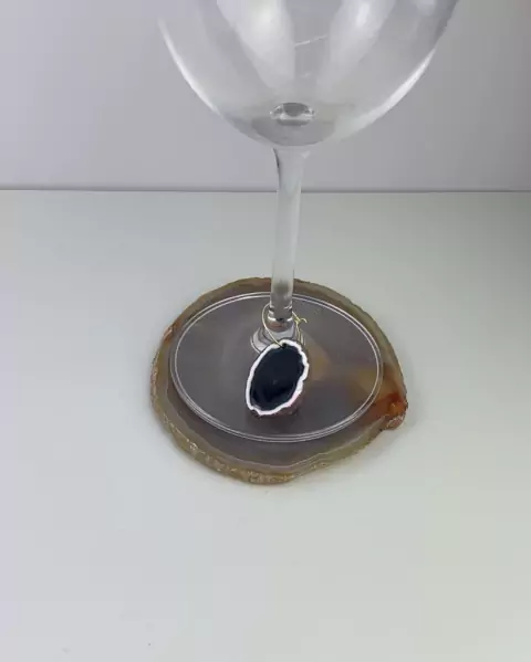 Marcador de Taça Ágata Preta Tingida