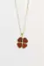 Pingente Trevo de Goldstone Marrom Banho Ouro