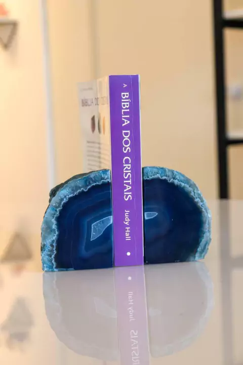 Porta Livro Ágata Azul Tingida 754 a 929 gramas