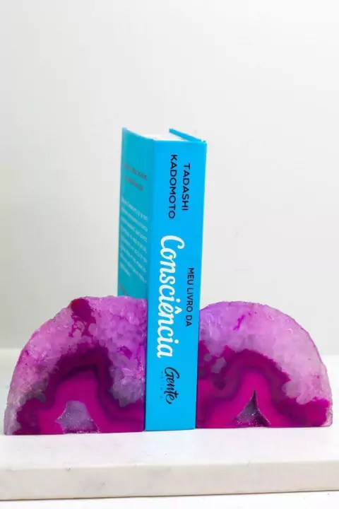 Porta Livro Ágata Rosa Tingida 730 gramas