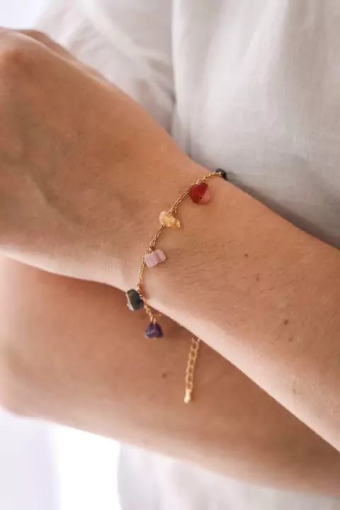 Pulseira Chakras Banho Ouro 18k