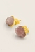 Brinco Quartzo Rosa Bruto Banhado Ouro