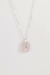 Colar Longo Quartzo Rosa Abraço Banho Prata