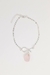 Pulseira Quartzo Rosa Laços Banho Prata