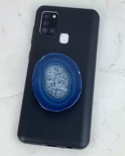 Suporte para celular de Ágata Azul tingida