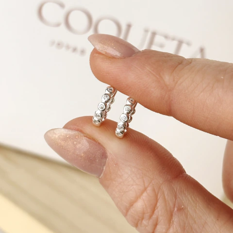 Argollas Huggie col Cubics 8mm Plata 925