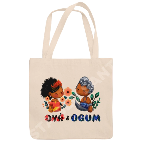Ecobag Algodão Cru Orixá Kawaii Iansã e Ogum Arte 210.4