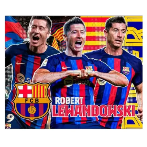 Quebra Cabeça 100 peças Lewandowski Barça - Mimo Toys