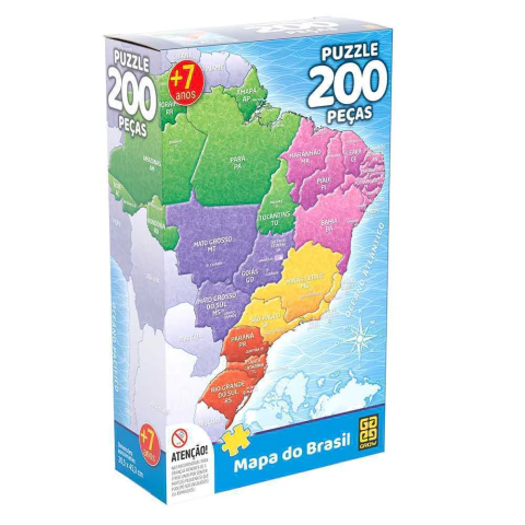 Quebra Cabeça 200 peça Mapa do Brasil - Grow