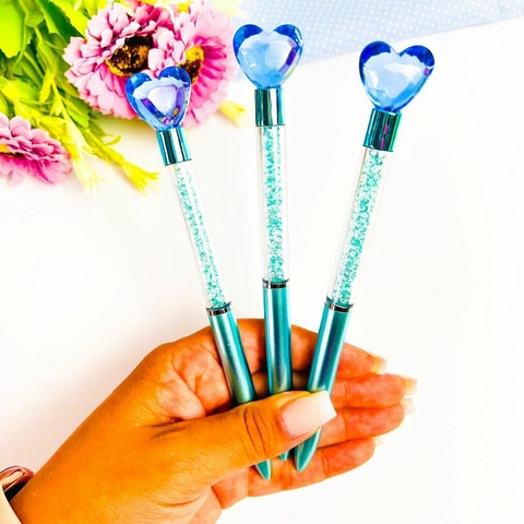 Caneta Fofa- Coração Azul