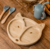 Kit Prato Raposa e Talheres Bambu com Copo de Silicone (4 peças)