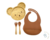Kit Prato Urso e Talheres Bambu com Babador de Silicone (4 peças) - Bloo Baby