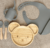 Kit Prato Urso e Talheres de Bambu com Copo e Babador em Silicone (5 peças) - Bloo Baby