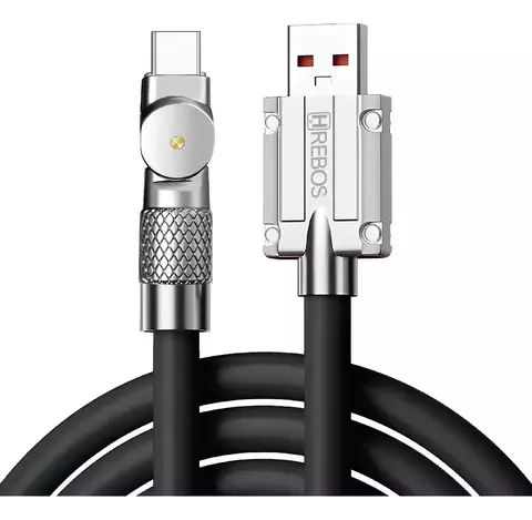 Cabo Usb Carregador E Dados Turbo Tipo C 120w 1 metro Hrebos HS-569 Cor Preto