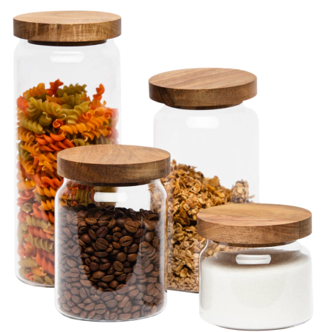 Frasco tapa acacia doble ancho 480 ml D9 x 12.5 cm